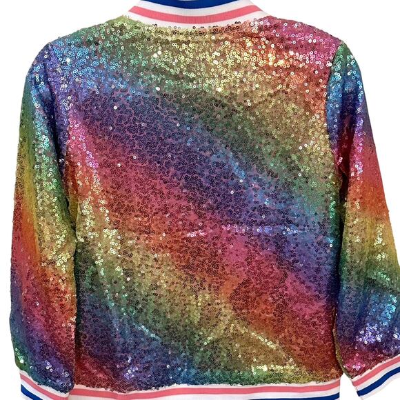 Abby & Evie Toddler Girls Light Weight Sequin Ombre Bomber Jacket 3T - Picture 7 of 14